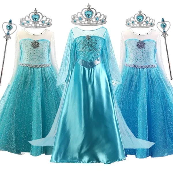 Elsa Dress for Girls 3-10 Yrs Birthday Role Elsa Princess Dress For Kids Halloween Carnival Easter Party Cosplay Girls Costume - Image 2