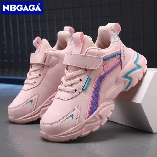 Kids Casual Pink Girls Leather Shoes Fashion For 7-15y Lightweight Running Young Student's Children Sports Girl's Shoe NBGAGA - Image 3