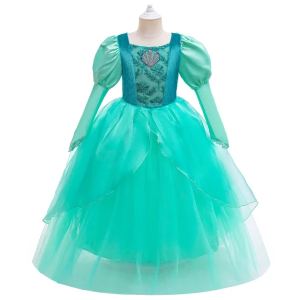 Girls Mermaid Costume For Girls Ariel Princess Mesh Long Gown Kids Oufit Girls Dress Halloween Birthday Gift Party Dress - Image 2