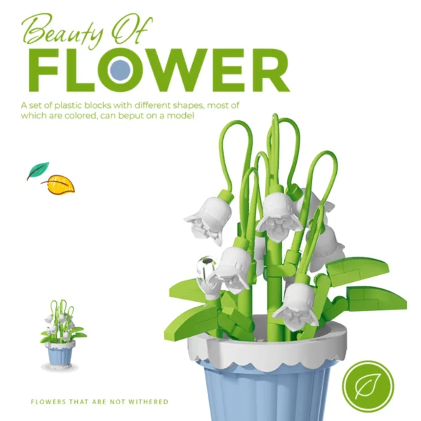 Micro diamond particles flower building blocks bonsai garden romantic office decoration potted plant model set children's toys - Image 5