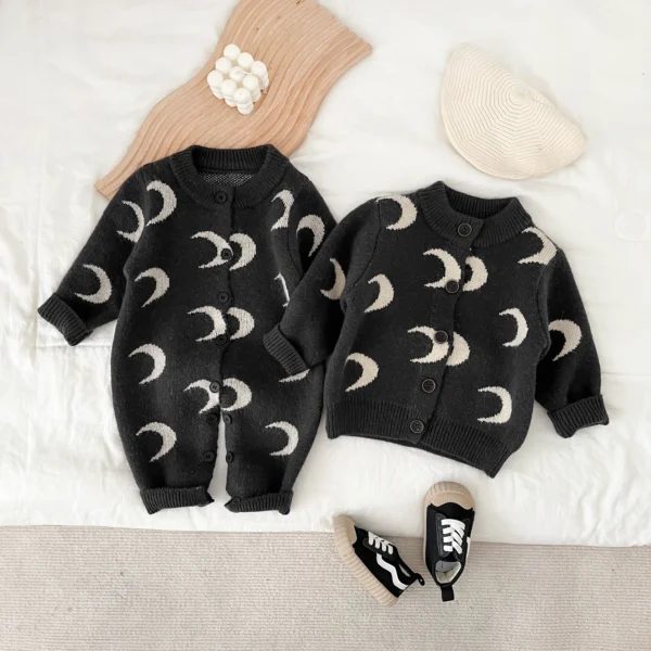 Spring And Autumn Newborn Baby Girls Boys Baby Romper Elastic O-neck Coat Long Sleeved Cotton Knitted Korean Fashion Soft Casual - Image 4