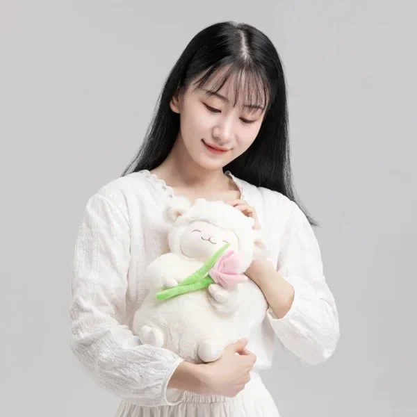 Kawaii Sheep Cute Soft Sweet Lovely Stuffed Animal Look Doll Pink Tulip White Plushie Birthday Festival Gifts For Children Kids - Image 3