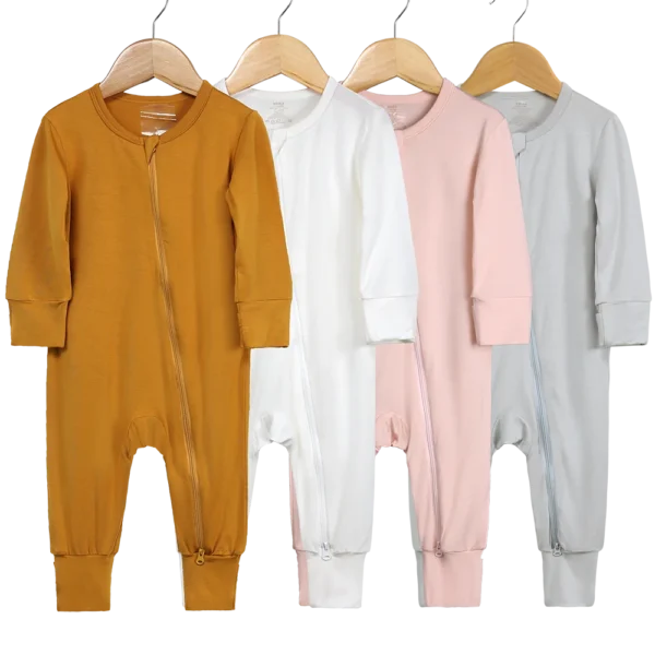 2024 Newborn Baby Bamboo Fiber Romper Solid Breathable Long Sleeve Clothes For 0-24M Boy Girl Jumpsuit Infant Loungewear Pyjamas - Image 3
