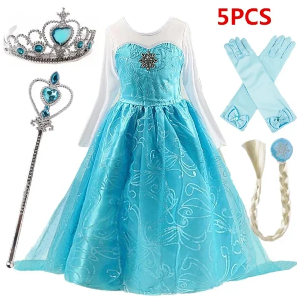 Elsa Dress for Girls Elsa Costume Snow Queen Dress Cosplay Birthday Party Children Clothing 2024 Carnival Easter Girl Costumes - Image 6