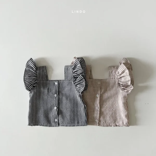 Baby Girl Plaid Clothes Set Casual Ruffle Sleeves T-shirt Top Shorts Girl Simple Set Kid Summer Bebes Accesorios Recien Nacido - Image 2