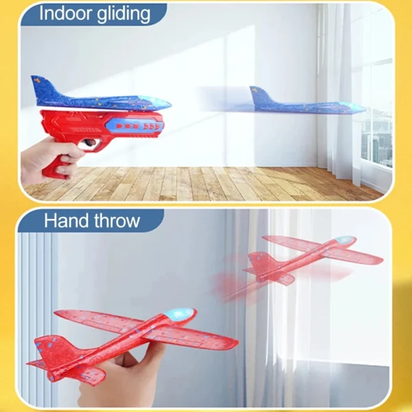 Airplane Launcher Toys Kids Catapult Guns Aircraft Shooting Toy Outdoor Sports Flying Foam Plane Launcher Gifts for Boys Girls - Image 3