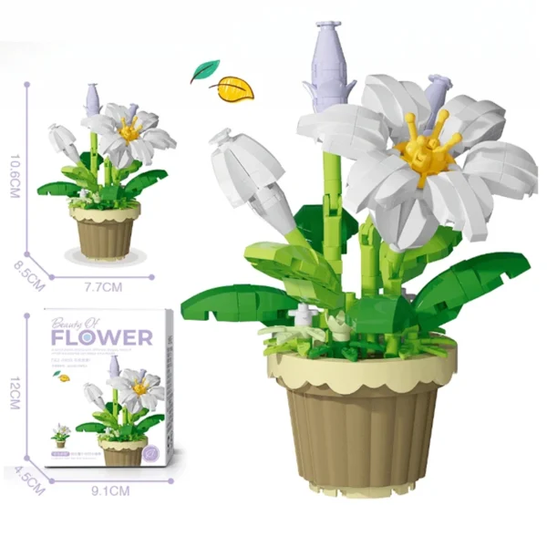 Micro diamond particles flower building blocks bonsai garden romantic office decoration potted plant model set children's toys - Image 2