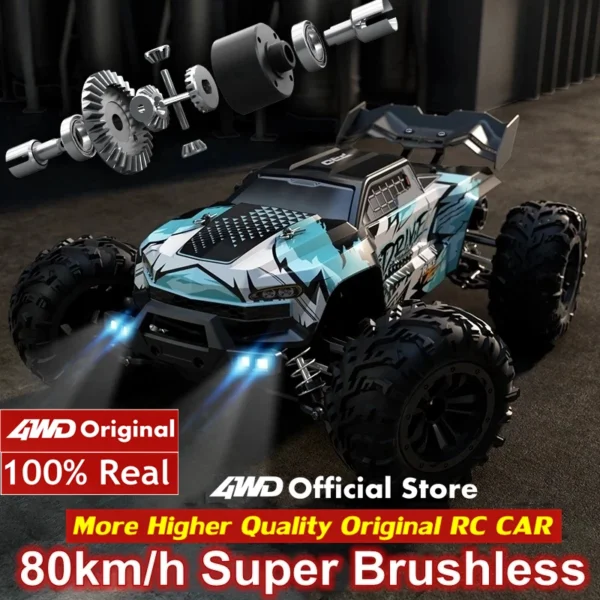 4WD 1:16 80KM/H Super Brushless 50KM/H Brushed RC Car 4x4 Off Road Remote Control High Speed Drift Racing Truck Toy Kids Adults - Image 5