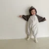 4486D Korean Newborn Baby Jumpsuit 2023 Spring and Autumn Pure Cotton Hooded Boy's One Piece Clothes Casual Climbing Clothes - Image 5