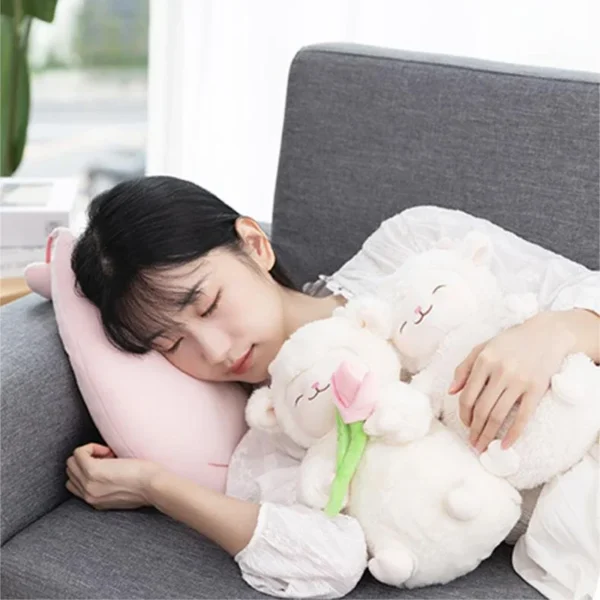 Kawaii Sheep Cute Soft Sweet Lovely Stuffed Animal Look Doll Pink Tulip White Plushie Birthday Festival Gifts For Children Kids - Image 5