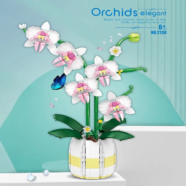 Building Blocks Orchid Flowers Bouquet Flower Blocks Bonsai Plant Model Bricks Romantic DIY Home Decoration Toy for Kids Gift - Image 4