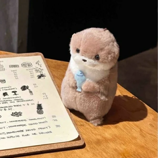 Cute Otters Holding Fish Plush Doll Keyrings Lightweight Hanging Pendant Props For School Bag Key Wallet Doll Toy Gifts 11cm - Image 4