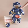 Children Autumn Winter Overall For Infant Down Cotton Thicken Clothes Hooded new born Baby costume Boys Girls Jumpsuit Romper - Image 2