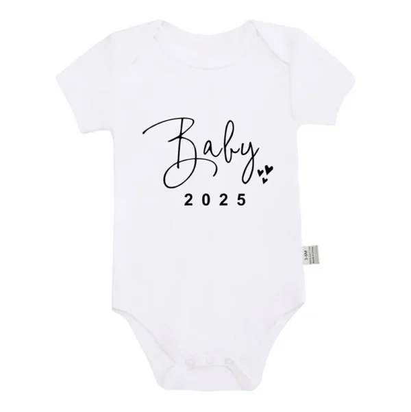 Baby 2025 Pregnancy Announcement Newborn Baby Bodysuits Cotton Summer Boys Girls Romper Jumpsuit Clothes Outfit - Image 3