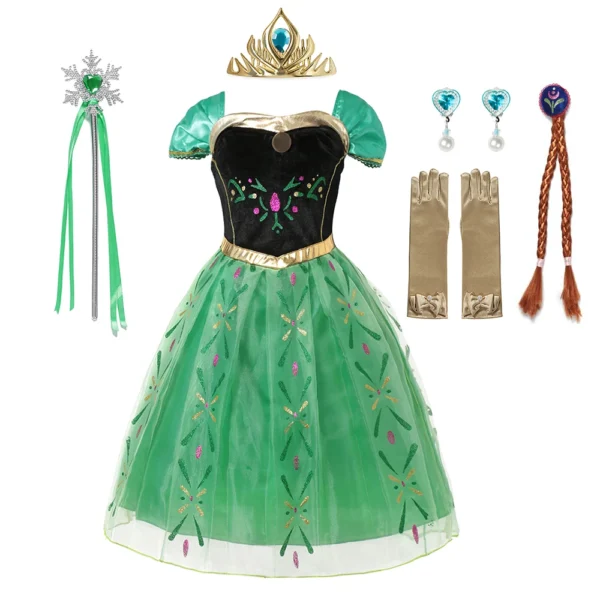 Disney Frozen Elsa Anna Costume For Kids Girl Fancy Birthday Party Gown Princess Dress Carnival Party Children Clothing 2023 - Image 3