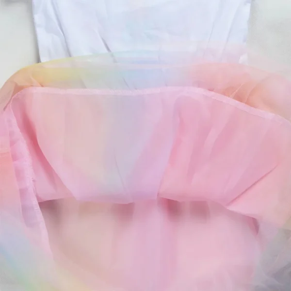 Girl Dress Children's Cartoon Mesh Star Princess Dress Kids Flying Sleeve Skirt + headwear 2pcs - Image 5