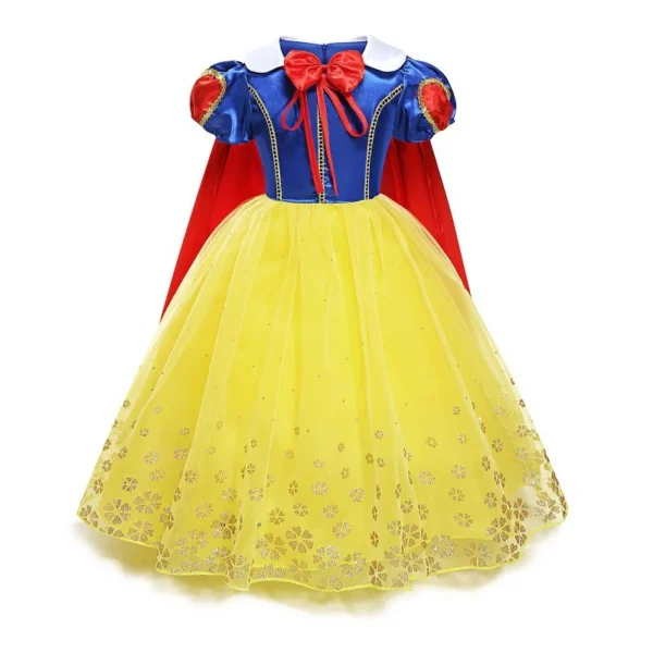 Deluxe Princess Snow White Gown with Cape Girls Disney Fairy Kids Cosplay Costume Toddler Carnival Apparel Halloween Dress up - Image 2