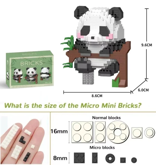Mini Cute Creative Panda Micro Building Blocks 3D Diamond Model Animals Bricks DIY City Construction Toys for Children Kids Gift - Image 5