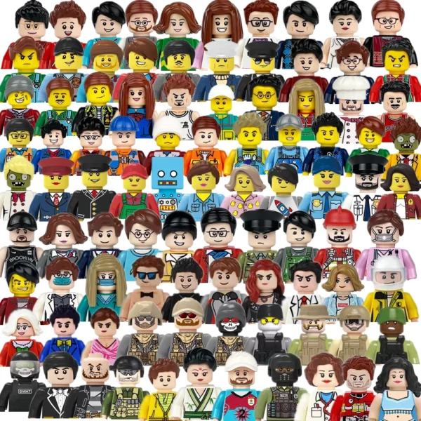 mini city figures action doll type building block set pack police soldiers robot