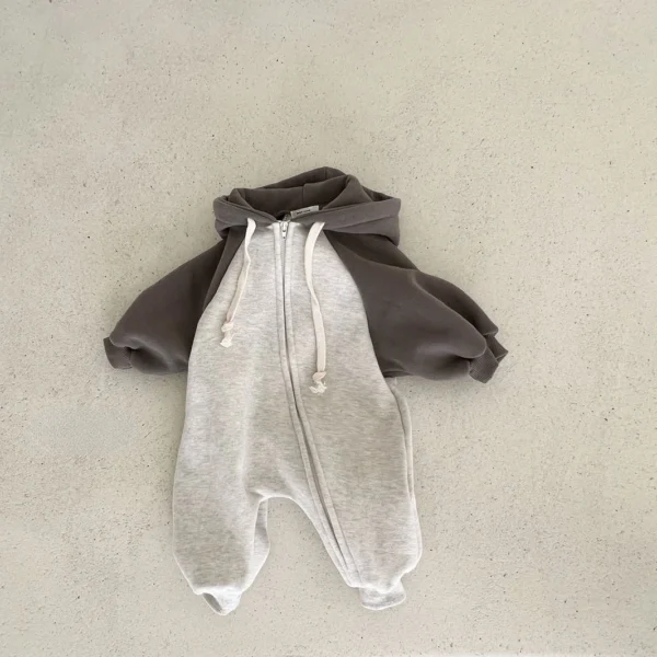 4486D Korean Newborn Baby Jumpsuit 2023 Spring and Autumn Pure Cotton Hooded Boy's One Piece Clothes Casual Climbing Clothes - Image 3