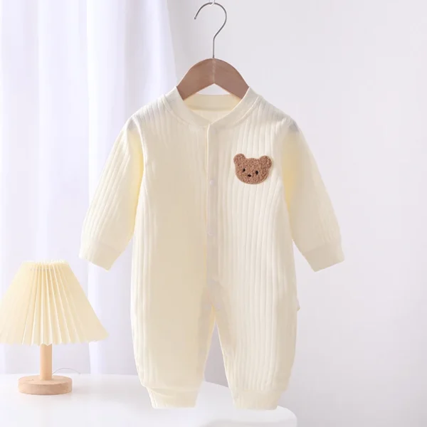 2024 Autumn Baby Romper Solid Color Bear Jumpsuit Cotton Spring Newborn One-Pieces Clothing for Boys Girls Infant Onesie 0-18M - Image 4