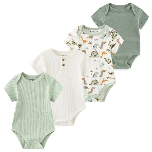 4Pieces New Born Bodysuit Print Cotton Baby Boy Clothes Short Sleeve Romper Baby Girl Clothes Cartoon 0-12M Bebes - Image 2
