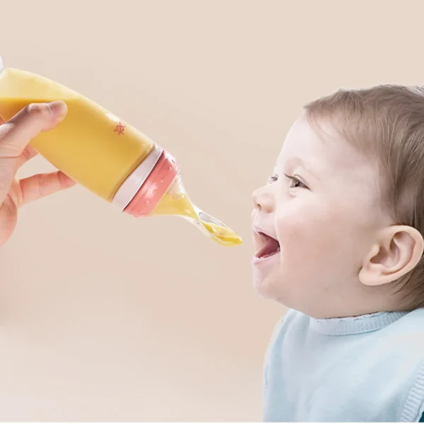 BBET BPA Free Toddlers Training Feeding Silicone Soft Tip Shape Baby Spoon Bottle Feeder - Image 5
