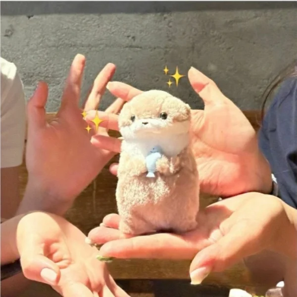 Cute Otters Holding Fish Plush Doll Keyrings Lightweight Hanging Pendant Props For School Bag Key Wallet Doll Toy Gifts 11cm - Image 3