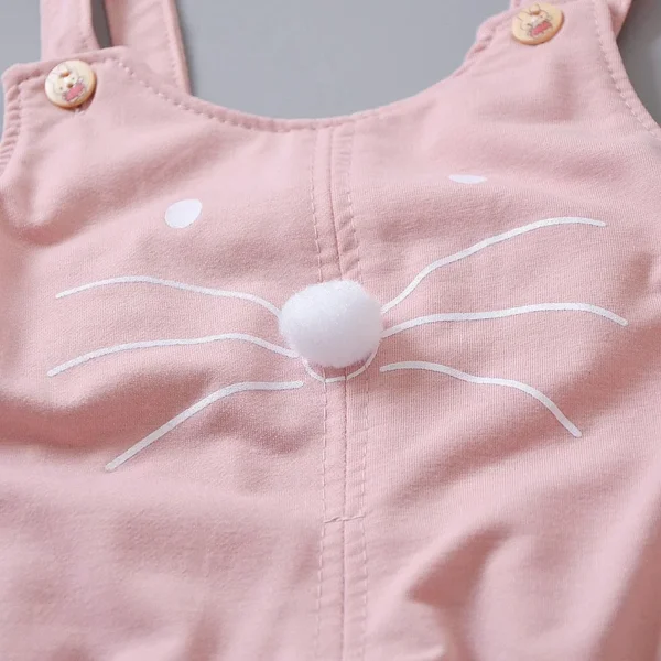 Spring Autumn Baby Girls Set Round Neck Cartoon Printing Long Sleeve T-shirt + Solid Color Print Strap Pants Two Piece Suit - Image 5