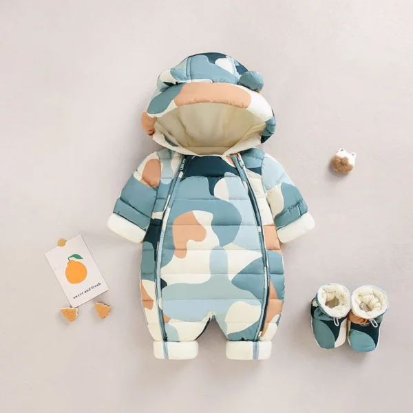 Children Autumn Winter Overall For Infant Down Cotton Thicken Clothes Hooded new born Baby costume Boys Girls Jumpsuit Romper - Image 6