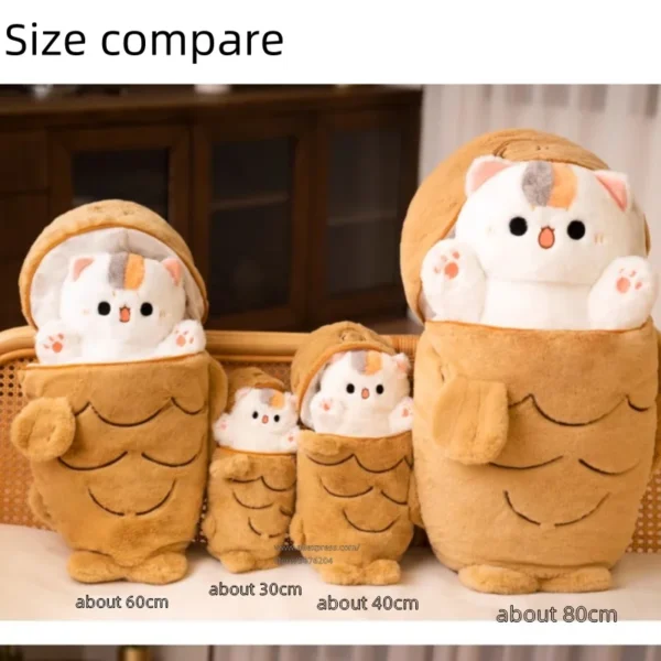 1pc 40/60/80cm Japan Taiyaki Cat Plush Toy Anime Figure Cat Hiding in Cushion Bag Ferry Bunny Carrot Animal Plushie Throw Pillow - Image 5