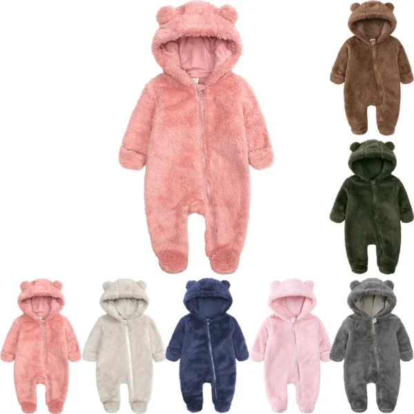 Winter Essentials Fleece Baby Clothes Romper Kids Boys Girls Pajamas Hooded Toddler Bodysuit Infant Jumpsuit Newborn Onesies - Image 3