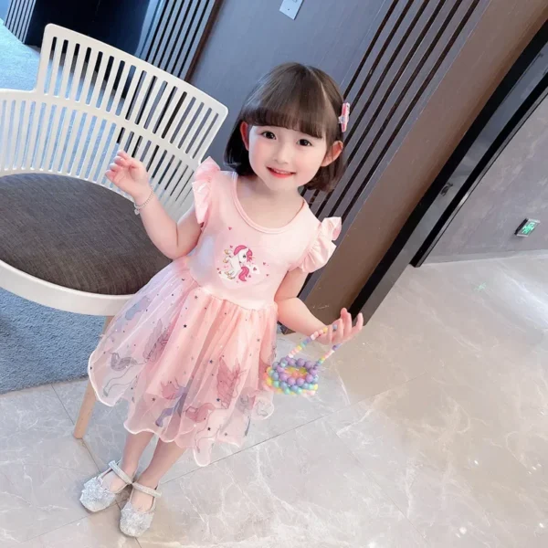 Girls Clothes 2024 New Summer Princess Dresses Flying Sleeve Kids Dress Unicorn Party Baby Dresses for Children Clothing 1-6Y - Image 4
