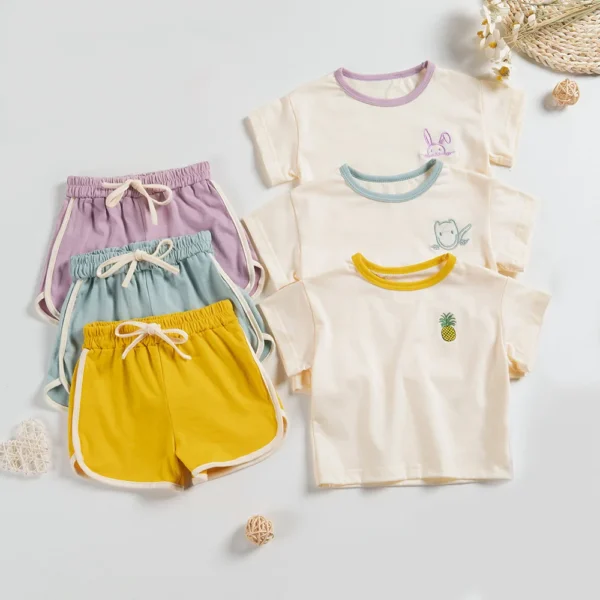Summer Baby Clothes Sets Short Sleeve T-shirts and Pants 2pcs Boys and Girls Suits Cotton Outfits