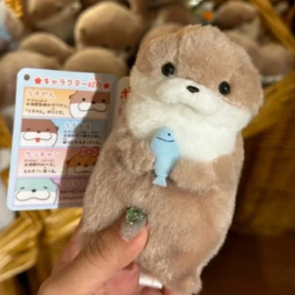 Cute Otters Holding Fish Plush Doll Keyrings Lightweight Hanging Pendant Props For School Bag Key Wallet Doll Toy Gifts 11cm - Image 5