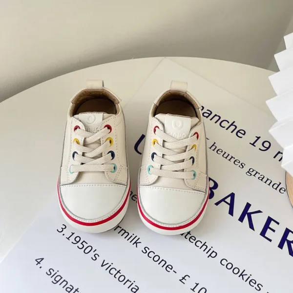2024 New Spring/Autumn Baby Shoes Leather Toddler Boys Barefoot Shoe Soft Sole Girls Outdoor Tennis Fashion Little Kids Sneakers - Image 4