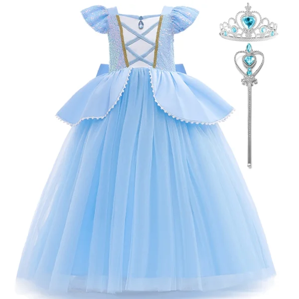 Disney Girl Cinderella Cosplay Dress Up Clothes For Girls Halloween Carnival Party Princess Costume Kids Birthday Wedding Gown - Image 2