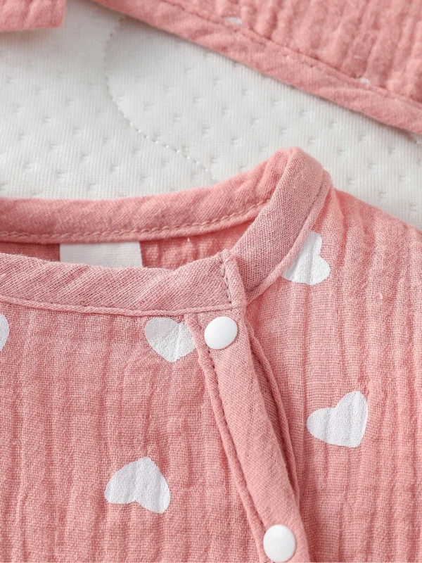 Baby Girls 4pcs Summer O-Round Cotton Soft Printing Heart Streetwear Cute Bodysuit - Image 5