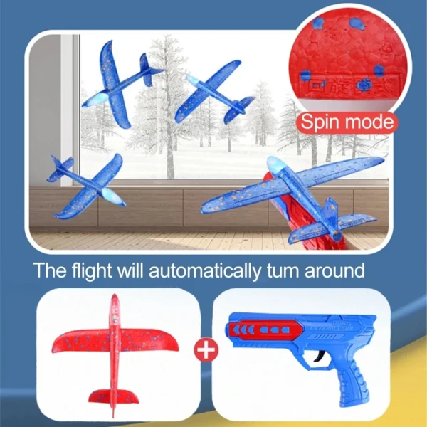 Airplane Launcher Toys Kids Catapult Guns Aircraft Shooting Toy Outdoor Sports Flying Foam Plane Launcher Gifts for Boys Girls - Image 4