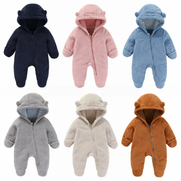 Newborn Baby Bodysuit with Ears Spring Soft Clothing for Babies Flannal Infant Girl Oneies Cute Newborn Rompers 0-12 Months