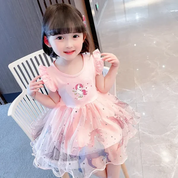 Girls Clothes 2024 New Summer Princess Dresses Flying Sleeve Kids Dress Unicorn Party Baby Dresses for Children Clothing 1-6Y - Image 6