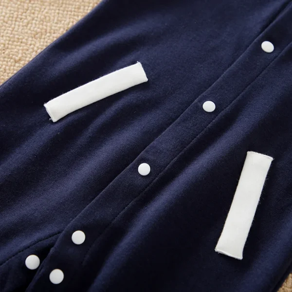 Baby Long Sleeved Jumpsuit Spring And Autumn Boys And Girls Baseball Suit Letter Embroidered Cotton Soft 0-18m One Piece Set - Image 6