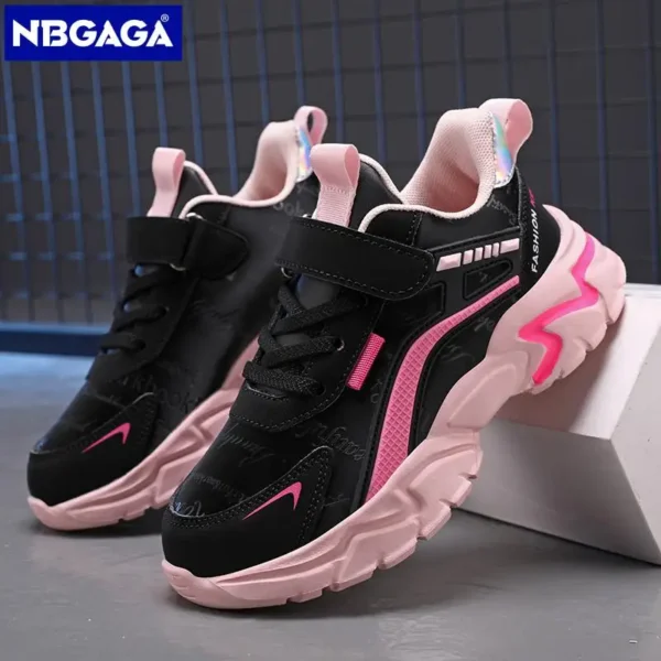 Kids Casual Pink Girls Leather Shoes Fashion For 7-15y Lightweight Running Young Student's Children Sports Girl's Shoe NBGAGA - Image 4