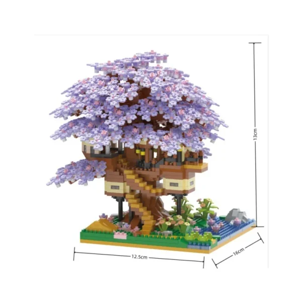 Cherry Blossom Tree House Building Microparticle Building Blocks Compatible with LEGO Girls Series High difficulty Assembly Toys - Image 5