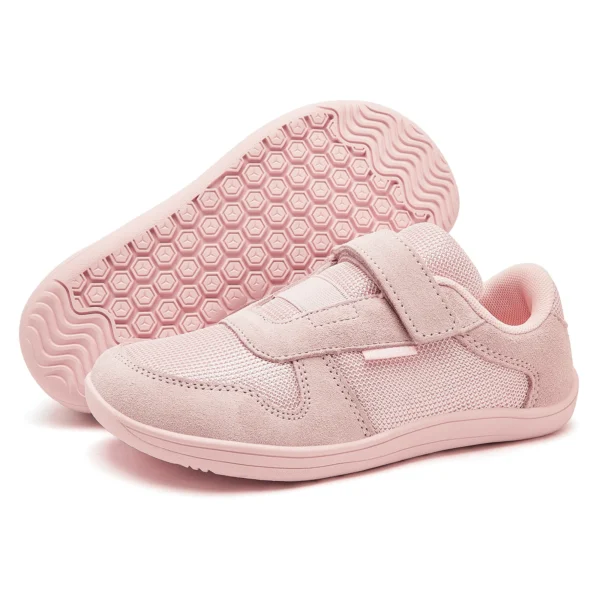 HOBIBEAR Kids Wide Toe Barefoot Shoes Little/Big/Kid Hook Loop Minimalist Sneakers Artificial Leather Mesh Lightweight Shoes - Image 2