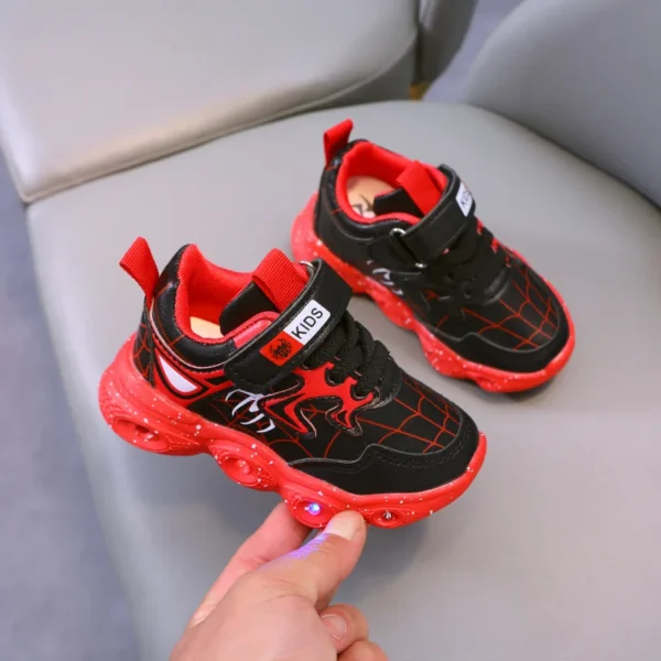 Disney LED Casual Sneakers Red Black For Spring Boys Spiderman Mesh Outdoor Shoes Children Lighted Non-slip Shoes Size 21-30 - Image 5
