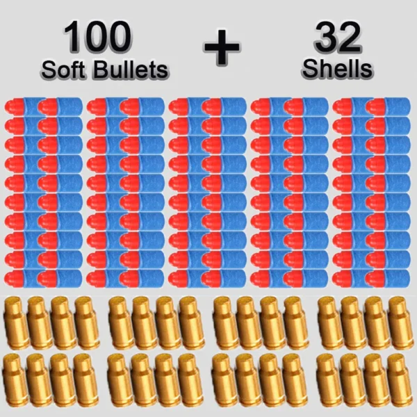 32 Shells And 100 Soft EVA Bullets For Toy gun Glock Colt 1911 Shooting Game For Kids Boys - Image 4