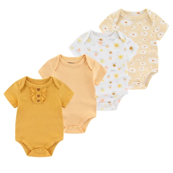 4Pieces New Born Bodysuit Print Cotton Baby Boy Clothes Short Sleeve Romper Baby Girl Clothes Cartoon 0-12M Bebes - Image 5