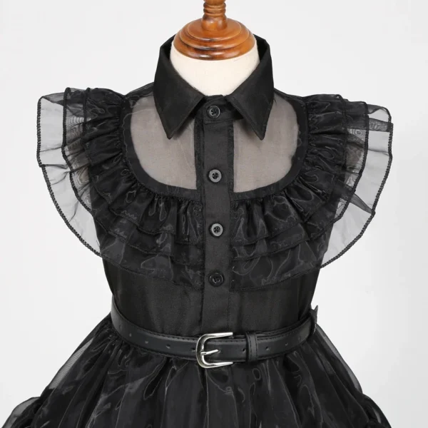 Wednesday Addams Costume Girl Kids Black Dress - Image 4