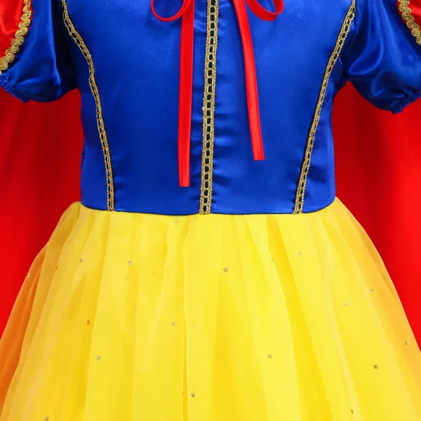 Deluxe Princess Snow White Gown with Cape Girls Disney Fairy Kids Cosplay Costume Toddler Carnival Apparel Halloween Dress up - Image 5